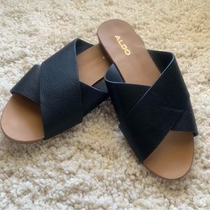 Aldo Black Cross Sandals